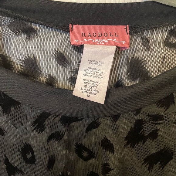 NWOT Black Sheer Leopard Top - Picture 3 of 3